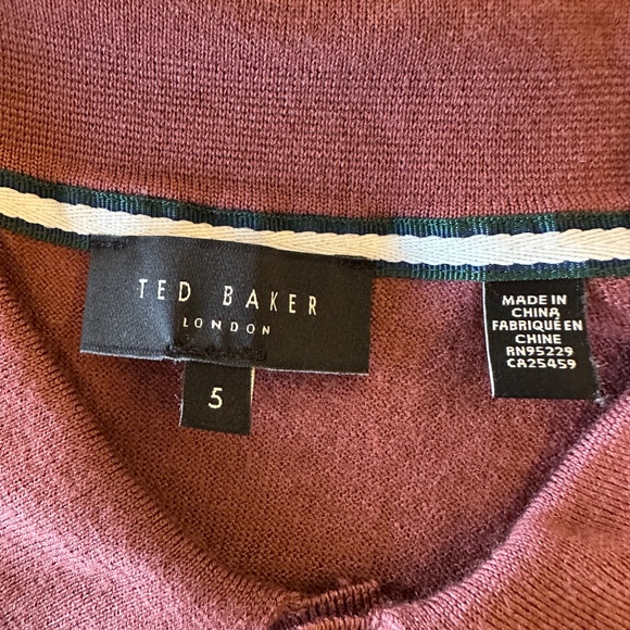 Ted Baker Short Sleeve Polo Sweater – XL (Berry with Pink, Navy, and Light Blue) - Picture 2 of 5